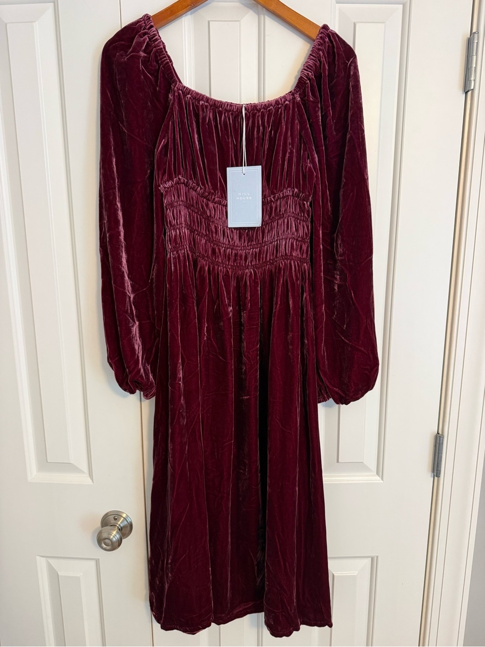 Hill House Home The Jasmine Nap Dress in burgundy velvet - XS - NWT